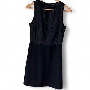 Theory Black dress Sleeveless outfit  lamb leather wool blend lined size 4